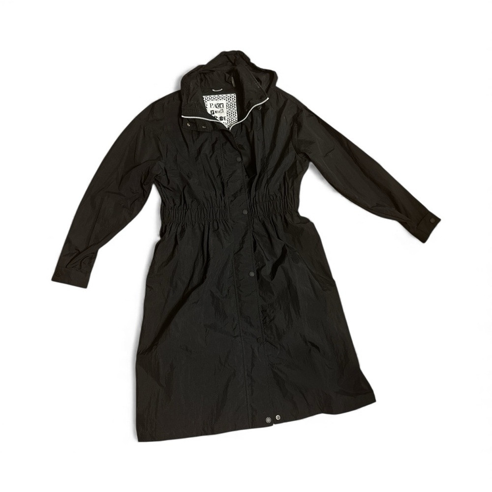 Womens Black Moose Knuckles Rain Wind Breaker Midi Swing Parka Jacket Large
